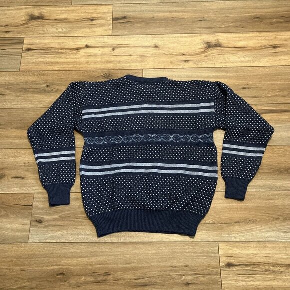 Men's VTG Jantzen Knit Sweater SZ LARGE Blue USA Made Retro Grandpa - Picture 10 of 11